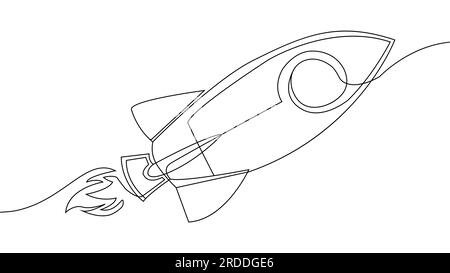Concept de vecteur de ligne continue de fusée Illustration de Vecteur