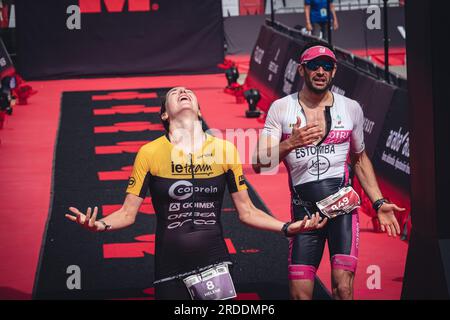 Hélène Alberdi en course dans l'Ironman de Vitoria-Gasteiz 2023. Banque D'Images