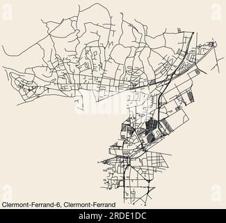 Carte des rues du CANTON CLERMONT-FERRAND-6, CLERMONT-FERRAND Illustration de Vecteur