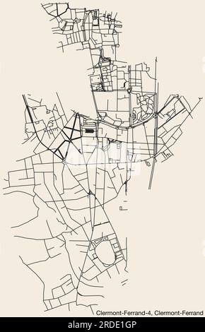 Carte des rues du CANTON CLERMONT-FERRAND-4, CLERMONT-FERRAND Illustration de Vecteur