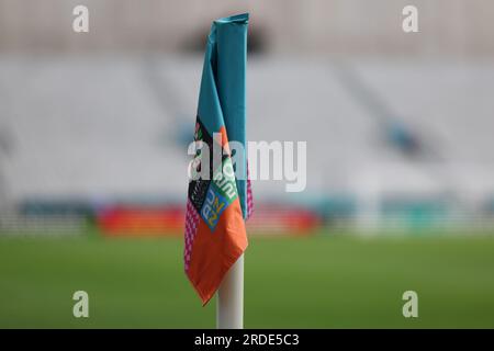 Détail d'un drapeau de coin lors de la séance d'entraînement de la coupe du monde féminine 2023-1, au Dunedin Stadium de Dunedin, en Nouvelle-Zélande. (James Whitehead/SPP) crédit : SPP Sport Press photo. /Alamy Live News Banque D'Images