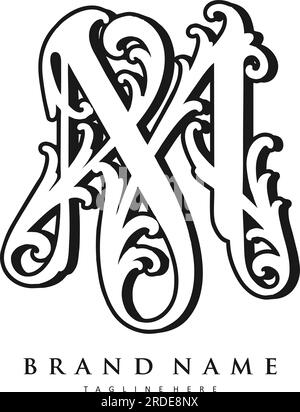 Flourish brand impact floral m lettrage monogramme logo illustrations vectorielles pour votre logo de travail, t-shirt de marchandises, autocollants et conception d'étiquettes Illustration de Vecteur