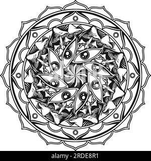 Voyage mystique mandala d'ornement de champignons psychédéliques illustrations vectorielles pour votre logo de travail, t-shirt de marchandises, autocollants et conception d'étiquettes Illustration de Vecteur