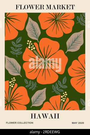 Abstract Flower Market Hawaii affiche art vectoriel Illustration de Vecteur