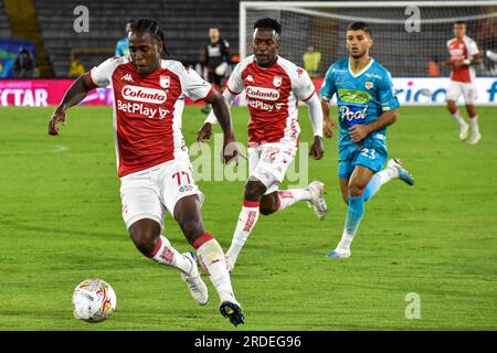 Bogota, Colombie. 19 juillet 2023. Hugo Rodallega de l'Independiente Santa Fe lors du match de Santa Fe (1) V Jaguares (0) pour la première date de la BetPlay Dimayor second semestre League à Bogota, Colombie le 19 juillet 2023. Photo : Cristian Bayona/long Visual Press crédit : long Visual Press/Alamy Live News Banque D'Images