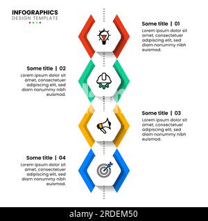 Modèle d'infographie avec icônes et 4 options ou étapes. Hexagons. Peut être utilisé pour la mise en page de flux de travail, le diagramme, la bannière, la conception Web. Illustration vectorielle Illustration de Vecteur