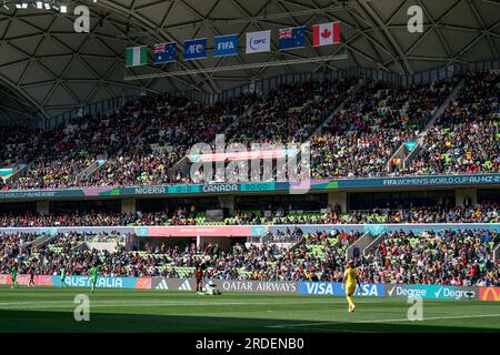 Melbourne, Australie. 21 juillet 2023. Melbourne, Australie, le 21 juillet 2023 : la foule à l'intérieur du stade lors du match de football de la coupe du monde féminine de la FIFA 2023 entre le Nigeria et le Canada au Melbourne Rectangular Stadium à Melbourne, en Australie. (NOE lamas/SPP) crédit : SPP Sport Press photo. /Alamy Live News Banque D'Images