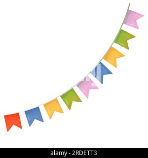 drapeaux de guirlande bunting sur fond isolé blanc, illustration vectorielle Illustration de Vecteur