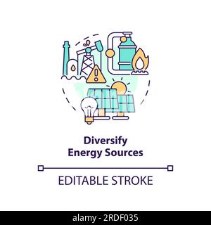 Icône du concept de diversification des sources d'énergie 2D Illustration de Vecteur