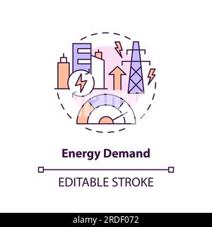 Icône du concept de demande d'énergie 2D. Illustration de Vecteur