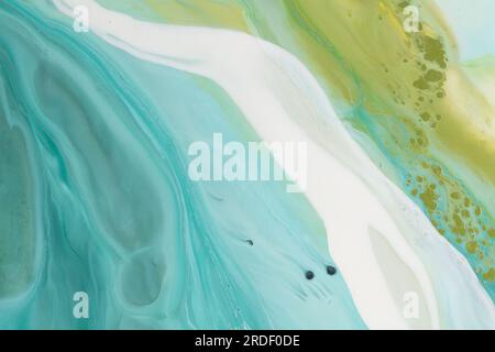 Peinture acrylique fluide abstraite. Fond abstrait bleu marbré. Motif marbre liquide. Banque D'Images
