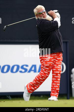 John Daly, américain, s'éloigne du 3e jour de l'Open au Royal Liverpool, Wirral. Date de la photo : Vendredi 21 juillet 2023. Banque D'Images