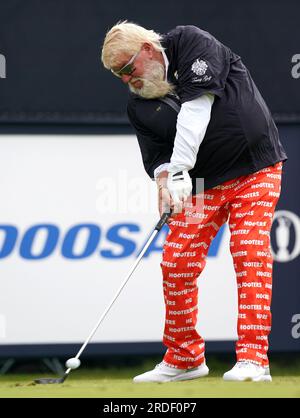 John Daly, américain, s'éloigne du 3e jour de l'Open au Royal Liverpool, Wirral. Date de la photo : Vendredi 21 juillet 2023. Banque D'Images