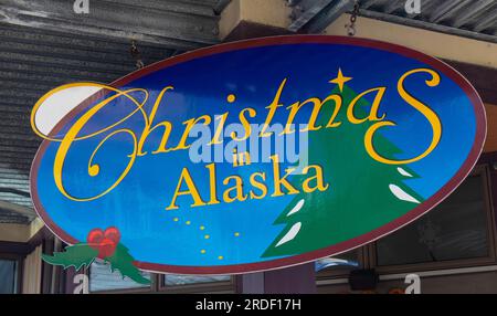 Signe de Noël en Alaska Banque D'Images