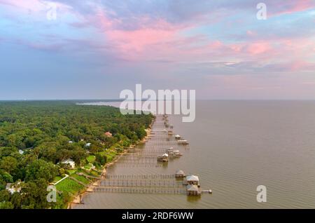 bluff mcmillian au coucher du soleil à daphne, alabama Banque D'Images