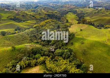 Antenne du site UNESCO du paysage culturel du café, Filandia, Colombie, Amérique du Sud Banque D'Images