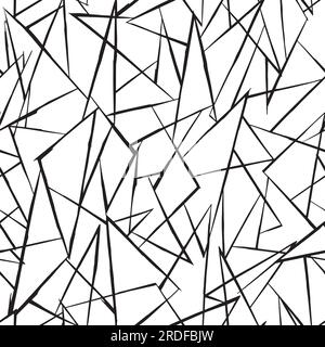 Motif de lignes d'art géométrique. Lignes chaotiques aléatoires illustration de motif vectoriel monochrome abstraite. Illustration de Vecteur