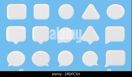 Bulles de parole 3D de différentes formes. Modèles vides pour le Web, les applications. Boîte de chat vide, boîte de message, bulle de parole. Illustrations vectorielles 3D. Illustration de Vecteur