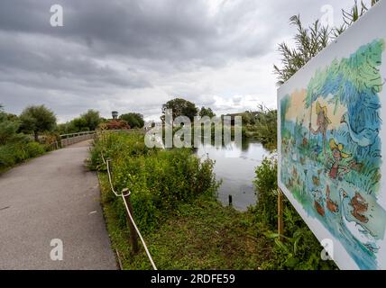 Exposition Quentin Blake 'Drawn to Water' à WWT Slimbridge. Banque D'Images