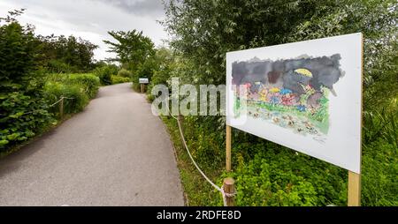 Exposition Quentin Blake 'Drawn to Water' à WWT Slimbridge. Banque D'Images