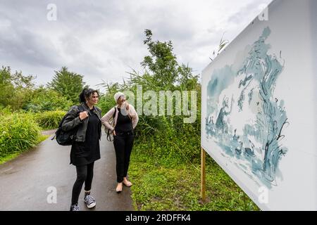 Exposition Quentin Blake 'Drawn to Water' à WWT Slimbridge. Banque D'Images