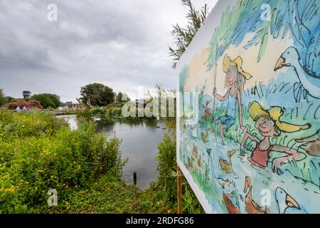 Exposition Quentin Blake 'Drawn to Water' à WWT Slimbridge. Banque D'Images