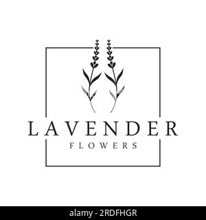 Design de logo de fleur de lavande organique dessiné à la main. Logo pour cosmétique, beauté, thé, huile, herbes. Illustration de Vecteur