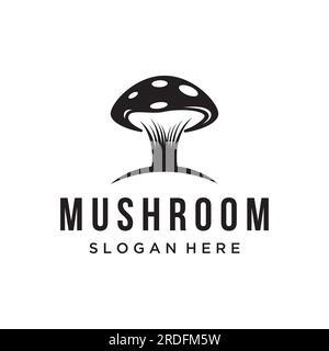 Conception de logo créatif unique de ferme de champignons biologiques avec concept moderne.Vector illustration. Illustration de Vecteur