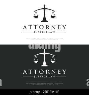 Cabinet d'avocats et avocat logo.Justice modèle avec pilier, épée et échelles concept.Vector illustration. Illustration de Vecteur