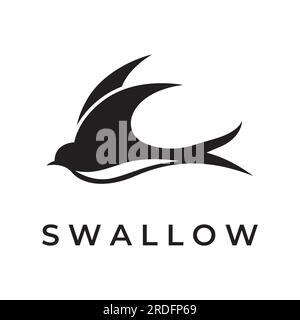 Silhouette de conception de logo simple d'un martin martlet avaler volant planant. Illustration de Vecteur