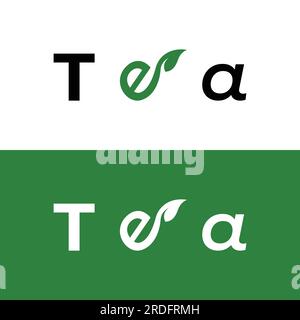 Natural organic green tea leaf logo design.Green tea for business, herbal, beverage and company. Illustration de Vecteur