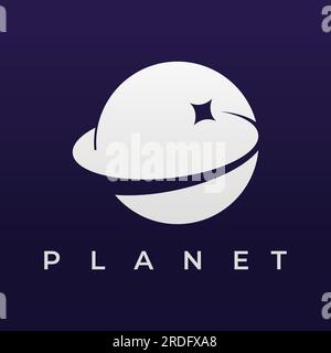 Design vectoriel de logo Space Planet entouré d'anneaux ou d'orbites. Pour affiches, cartes de visite, sciences spatiales. Illustration de Vecteur