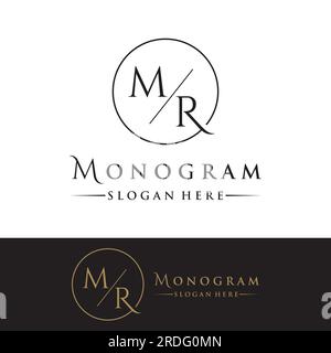 Lettres de luxe MR , RM , M , R avec un monogramme élégant, moderne et unique. Logo pour carte de visite , entreprise , marque , entreprise. Illustration de Vecteur