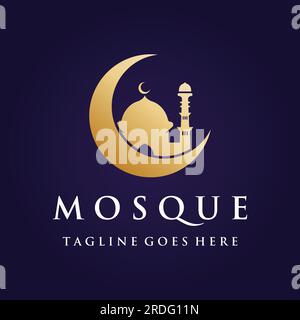 Logo de mosquée de luxe unique, moderne et créatif avec monogram.logo pour islamique, ramadan, société. Illustration de Vecteur