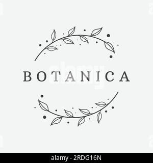 Logo délicat féminin botanique organique naturel dessiné à la main pour fleuriste, mariage, badge, photographe et beauté. Illustration de Vecteur