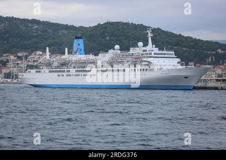 Le navire de croisière Marella Celebration a accosté dans le port de Split, en Croatie. (Anciennement Thomson Cruises) Banque D'Images