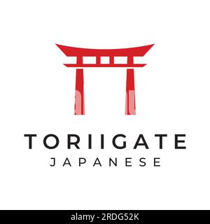 Logo de porte ancienne japonaise de tori. Patrimoine japonais, culture et histoire tori porte. Logo pour les entreprises. Illustration de Vecteur