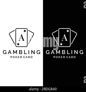 Vintage casino poker logo ace, diamants, coeurs et pique. Logo du club de poker, tournoi, jeu de hasard, symbole 777. Illustration de Vecteur