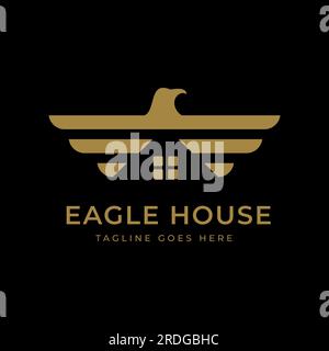 Vector logo et dessin Eagle aile Bird House design pour l'immobilier et la propriété Illustration de Vecteur