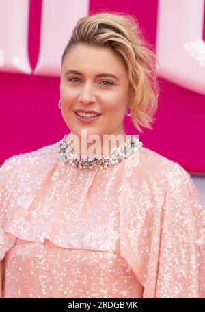 Londres, Royaume-Uni. 12 juillet 2023. GRETA Gerwig assiste à la première européenne « Barbie » au Cineworld, Leicester Square à Londres, en Angleterre. Crédit : S.A.M./Alamy Live News Banque D'Images