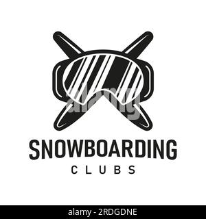 Logo snowboard. Emblèmes et symboles d'activités de plein air hivernales dans un style rétro. Sports extrêmes. Illustration de Vecteur