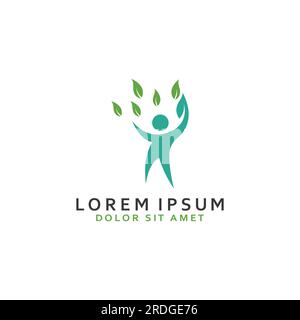 Logo Human nature Leaf. Logo de combinaison de feuilles et d'humains avec concept vectoriel. Illustration de Vecteur