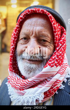Portrait de vieil homme, Amman, Jordanie Banque D'Images
