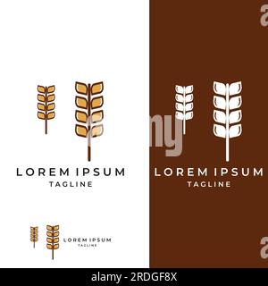 Logo de blé ou de céréales, champ de blé et logo de ferme de blé. Avec édition facile et simple. Illustration de Vecteur