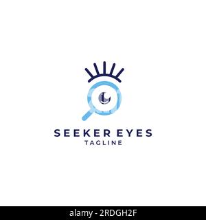 Recherche ou trouver de logo, recherche de logo par combinaison, laboratoire, lune, emplacement, vérifier, vagues, et soleil. Logo avec édition simple. Illustration de Vecteur