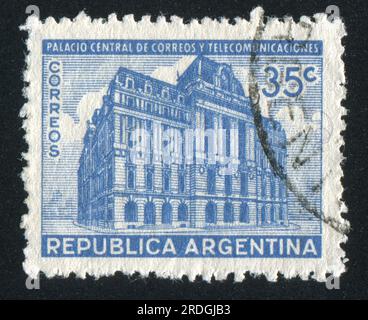 ARGENTINE - CIRCA 1945 : timbre imprimé par l'Argentine, montre le bureau de poste Buenos Aires, circa 1945 Banque D'Images