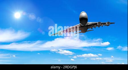 Avion de ligne passager dans le ciel bleu Banque D'Images