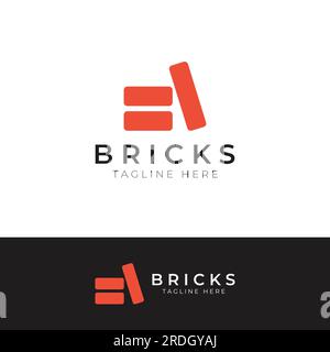 Logo d'entreprise de brique pour la construction de bâtiments et la réparation de murs. Illustration de Vecteur