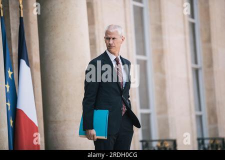 Paris, France. 01 juin 2023. Franck Riester, sous-ministre français des relations avec le Parlement, après le Conseil des ministres au Palais de l'Elysée. France. Paris, 21 juillet 2023.photo de Jeremy Paoloni/ABACAPRESS.COM crédit : Abaca Press/Alamy Live News Banque D'Images