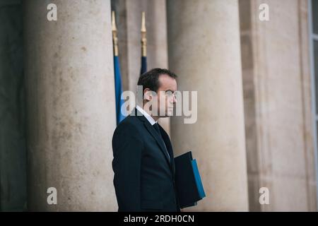 Paris, France. 01 juin 2023. Le ministre des armées français Sébastien Lecornu après le Conseil des ministres au Palais de l'Elysée. France. Paris, 21 juillet 2023.photo de Jeremy Paoloni/ABACAPRESS.COM crédit : Abaca Press/Alamy Live News Banque D'Images